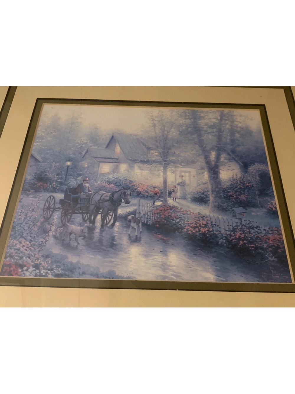 Thomas Kinkade Sunday Outing accent print Framed Glassed 16” X 16” Frame